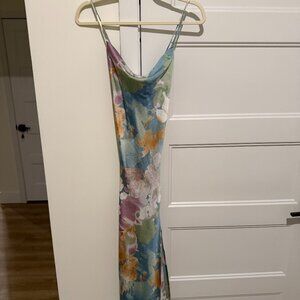 12th Tribe Natalia Pastel Floral Printed Maxi Dress